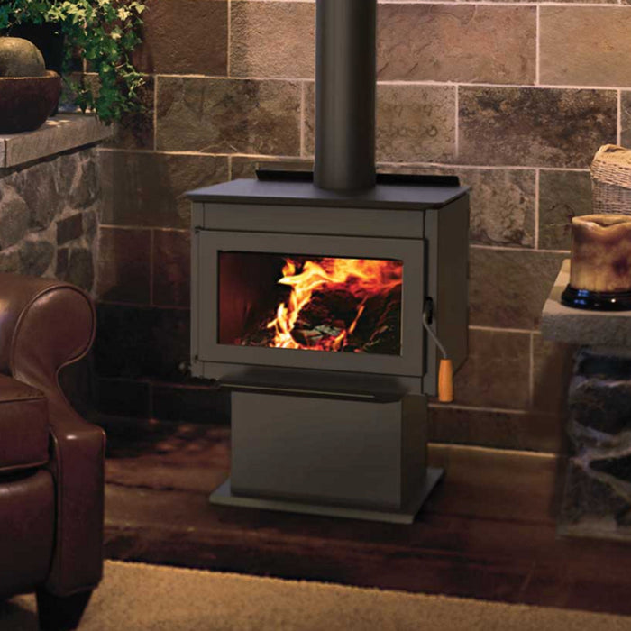 IronStrike Tahoma 1600 Wood-Burning Stove - 55,600 BTU - EPA Certified - Black Finish